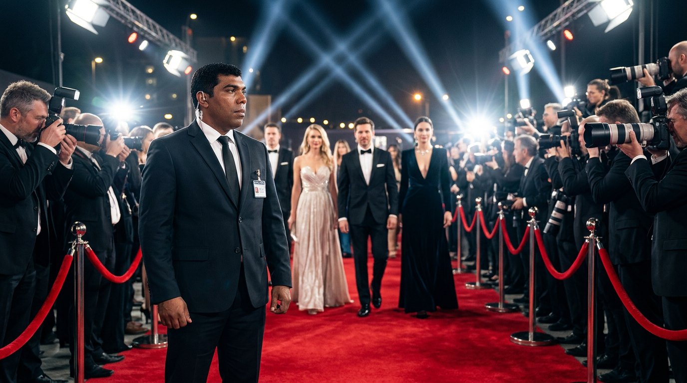 Spectrum Florida Security officer holding the line on a red carpet arrival